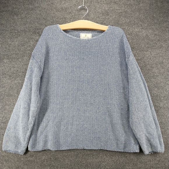 Express Tricot Women's Knit Sweater Blue Large Long Sleeve Crew Neck Vintage - Picture 2 of 12